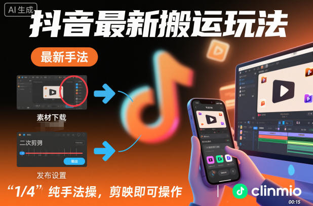 抖音最新搬运玩法，纯手法操作，剪映即可操作-副业宝典