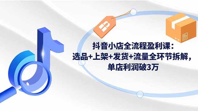 抖音小店全流程盈利课：选品+上架+发货+流量全环节拆解，单店利润破3万-副业宝典