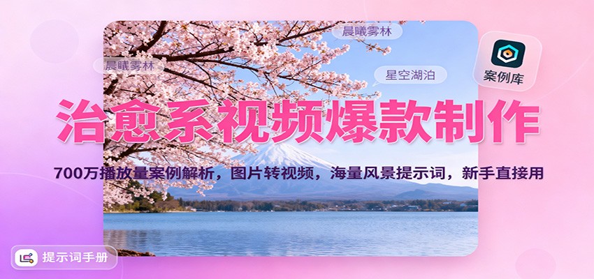治愈系视频爆款制作，700万播放量案例解析，图片转视频，海量风景提示词，新手直接用-副业宝典