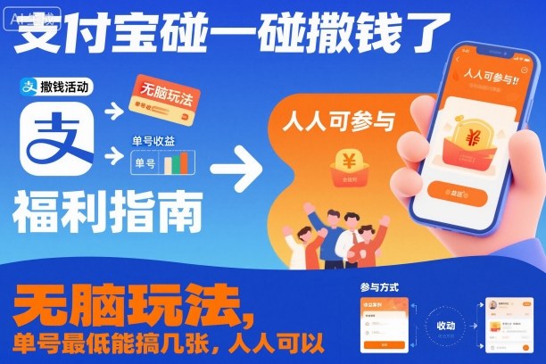 支付宝碰一碰撒钱了，无脑玩法，单号最低能搞几张，人人可以撸【揭秘】-副业宝典