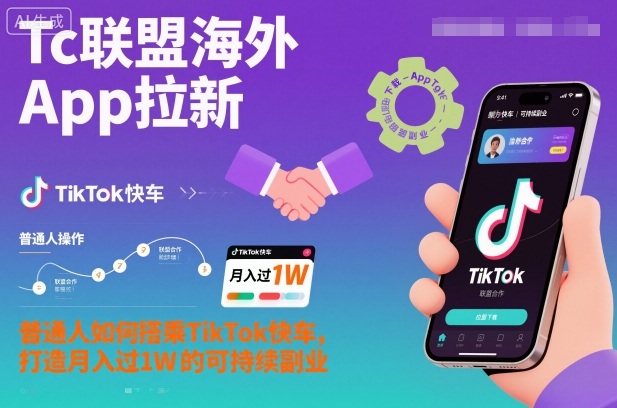 Tc联盟海外App拉新：普通人如何搭乘TikTok快车，打造月入过1W的可持续副业-副业宝典