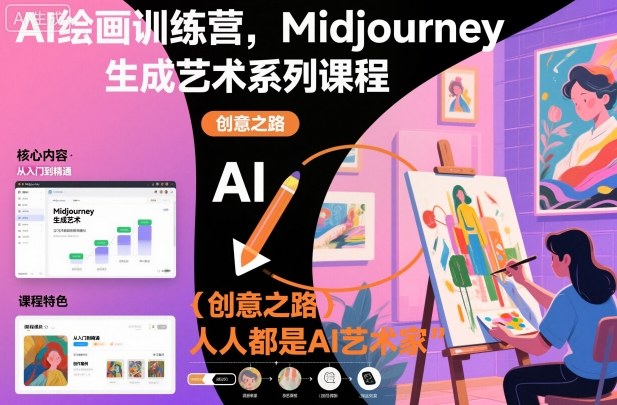 AI绘画训练营，Midjourney生成艺术系列课程，人人都是AI艺术家-副业宝典