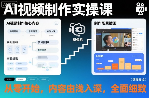 AI视频制作实操课，从零开始，内容由浅入深，全面细致-副业宝典