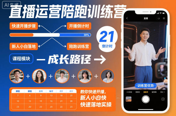 直播运营陪跑训练营，教你快速开播，新人小白快速落地实操-副业宝典