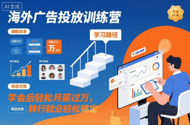 海外广告投放训练营，学会后轻松月薪过万，转行就业轻松搞定-副业宝典