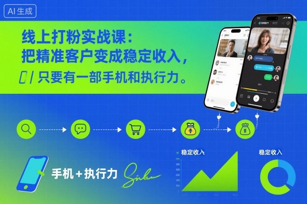 线上打粉实战课：把精准客户变成稳定收入，只要有一部手机和执行力-副业宝典