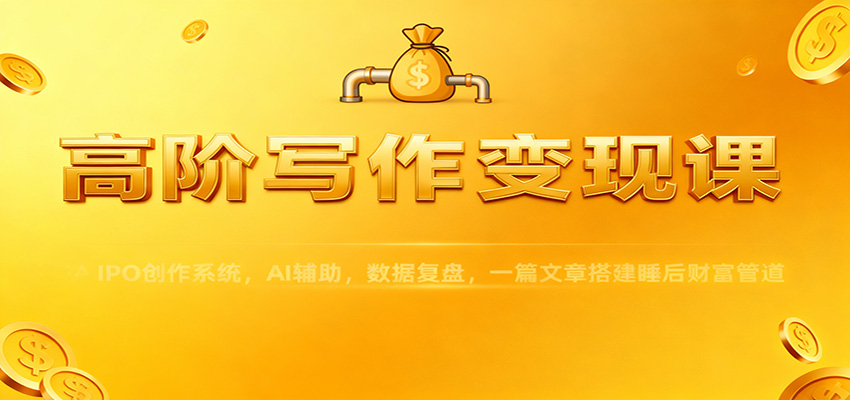 高阶写作变现课：IPO创作系统，AI辅助，数据复盘，一篇文章搭建睡后财富管道-副业宝典