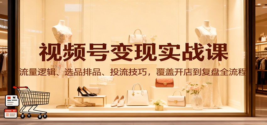 视频号变现实战课：流量逻辑、选品排品、投流技巧，覆盖开店到复盘全流程-副业宝典