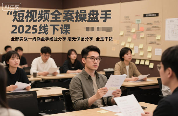 短视频全案操盘手2025线下课，全部实战一线操盘手经验分享，毫无保留分享，全是干货-副业宝典