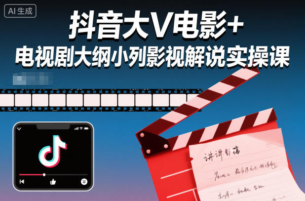 抖音大V电影+电视剧大纲小列影视剧解说实操课-副业宝典