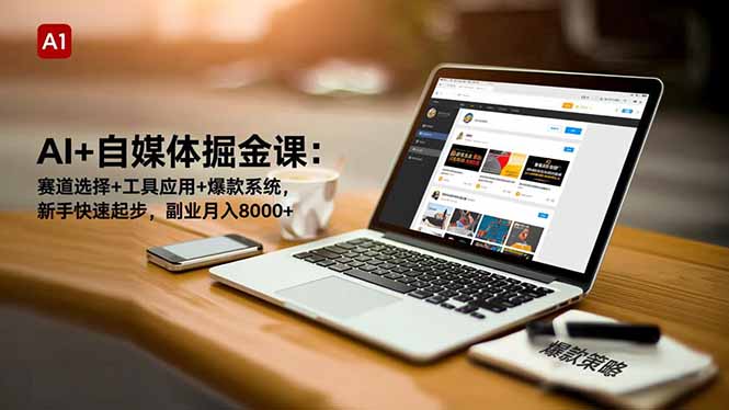 AI+自媒体掘金课：赛道选择+工具应用+爆款系统，新手快速起步，副业月入8000+-副业宝典