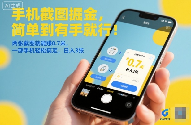 手机截图掘金，简单到有手就行！两张截图就能賺0.7米，一部手机轻松搞定，日入3张【揭秘】-副业宝典