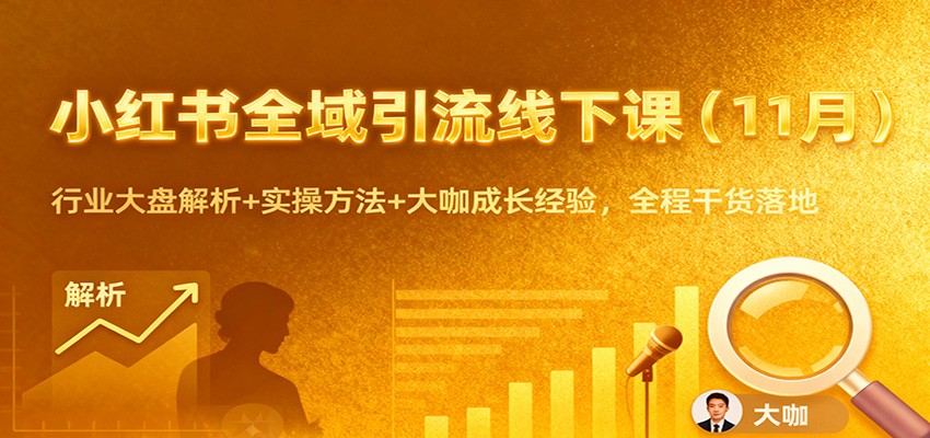 小红书全域引流线下课(11月)：行业大盘解析+实操方法+大咖成长经验，全程干货落地-副业宝典