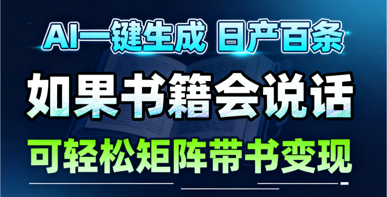 AI书籍会说话，轻松带书变现，月入3W+-副业宝典