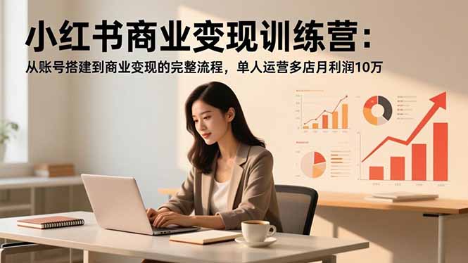 小红书商业变现训练营：从账号搭建到商业变现的完整流程，单人运营多店月利润10万-副业宝典