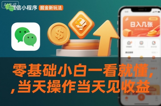 微信小程序掘金新玩法，日入几张，零基础小白一看就懂，当天操作当天见收益【揭秘】-副业宝典