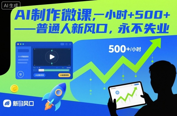 AI制作微课，一小时5张+，普通人新风口，永不失业-副业宝典