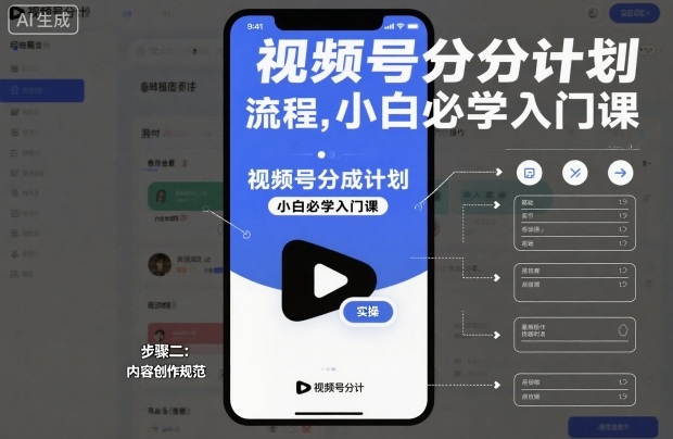 视频号分成计划实操流程，小白必学入门课-副业宝典