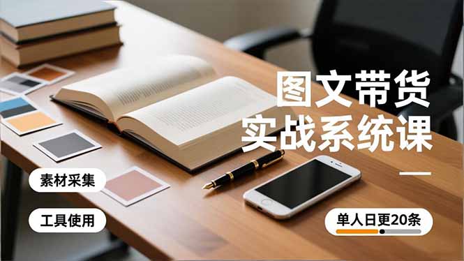 图文带货实战系统课，工具使用、素材采集、防同质化，单人日更20条月入3w+-副业宝典