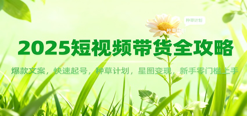 2025短视频带货全攻略：爆款文案，快速起号，种草计划，星图变现，新手零门槛上手-副业宝典