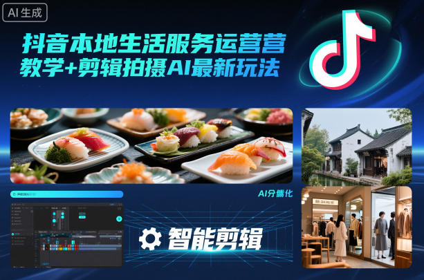 抖音本地生活服务运营教学+剪辑拍摄AI最新玩法-副业宝典