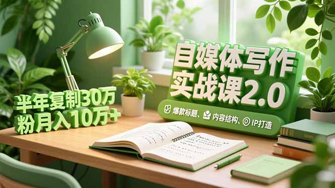 自媒体写作实战课2.0，爆款标题、内容结构、IP打造，半年复制30万粉月入10万+-副业宝典