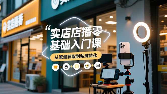 实体店播零基础入门课，实体店+短视频+直播+微信生态+私域社群，从流量获取到私域转化-副业宝典
