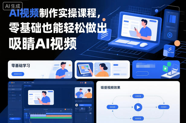 AI视频制作实操课程，零基础也能轻松做出吸睛AI视频-副业宝典