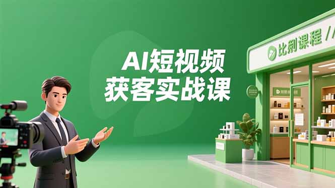 AI短视频获客实战课，数字人创作、实体行业应用、精准引流，30天获取客源月入6万+-副业宝典