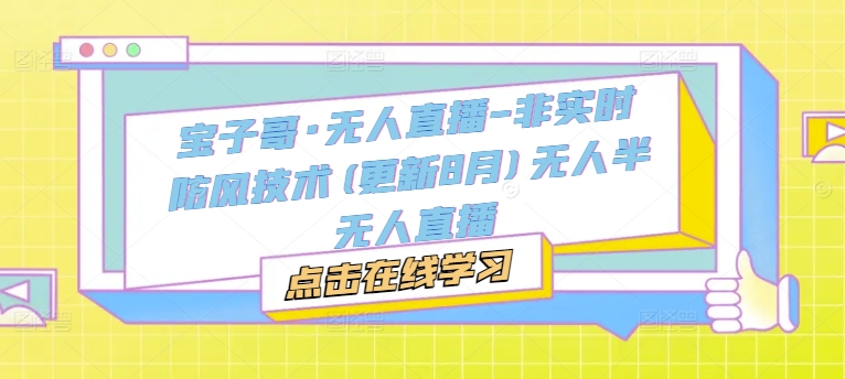 宝子哥·无人直播-非实时防风技术(更新25年12月)无人半无人直播-副业宝典