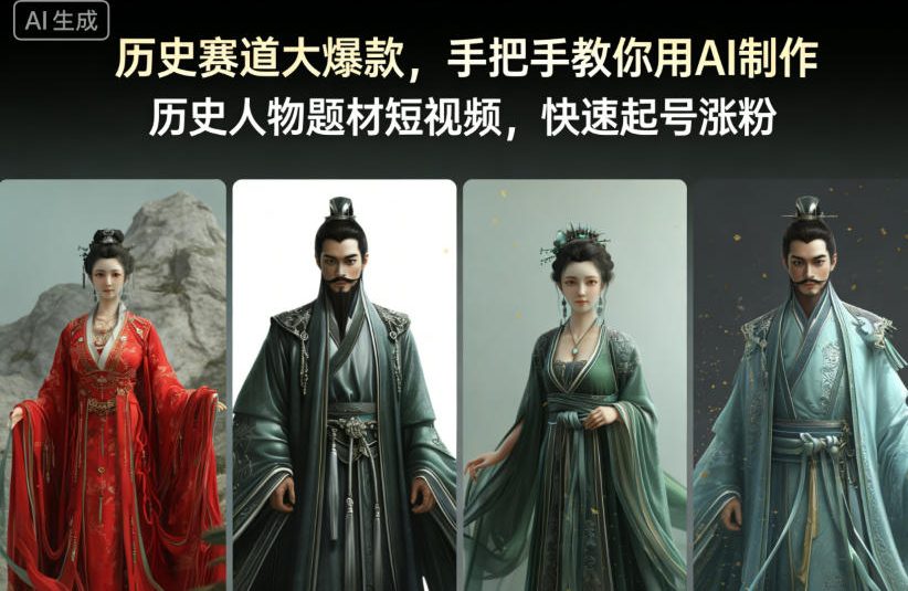 历史赛道大爆款，手把手教你用AI制作历史人物题材短视频，快速起号涨粉-副业宝典