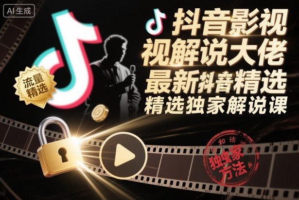 抖音影视解说大佬最新抖音进精选和独家方法，精选独家解说课(更新11月)-副业宝典