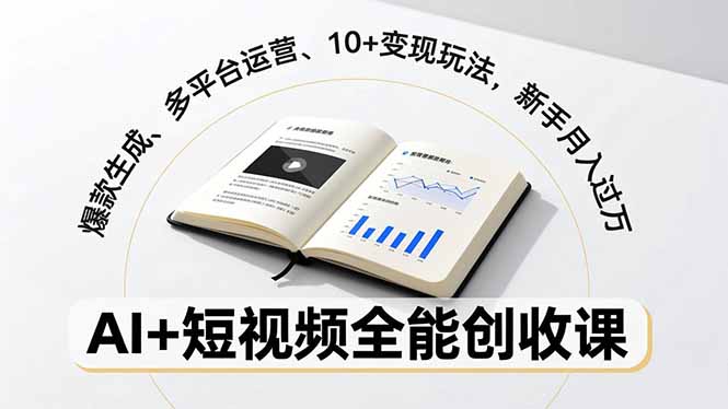 AI+短视频全能创收课，爆款生成、多平台运营、10+变现玩法，新手月入过万-副业宝典