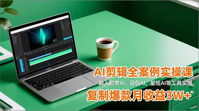 AI剪辑全案例实操课，融入即梦AI、豆包AI、星绘AI等工具实操，复制爆款月收益3W+-副业宝典