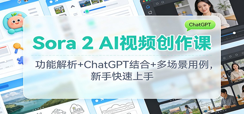 Sora 2 AI视频创作课：功能解析+ChatGPT结合+多场景用例，新手快速上手-副业宝典