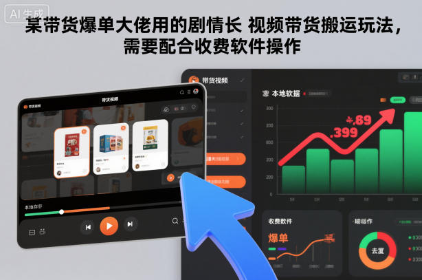 某带货爆单大佬用的剧情长视频带货搬运玩法，需要配合收费软件操作-副业宝典