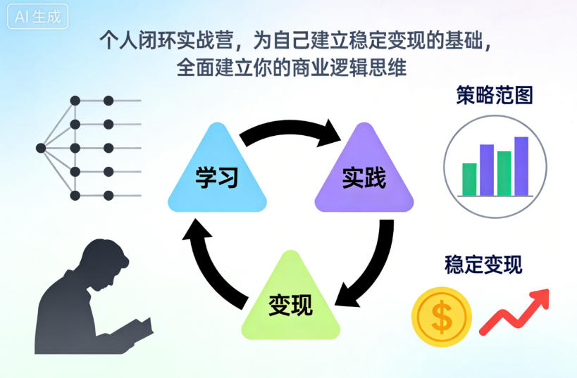 个人闭环实战营，为自己建立稳定变现的基础，全面建立你的商业逻辑思维-副业宝典