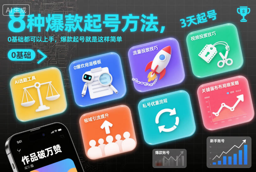 8种爆款起号方法，0基础都可以上手，爆款起号就是这样简单-副业宝典