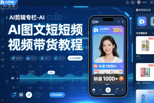 AI剪辑专栏-AI图文短视频带货教程-副业宝典