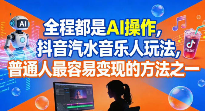 全程都是AI操作，抖音汽水音乐人玩法，普通人最容易变现的方法之一-副业宝典