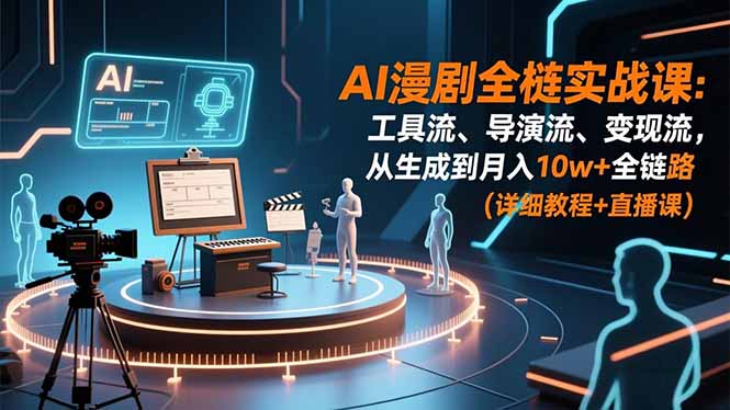AI漫剧全栈实战课：工具流、导演流、变现流，从生成到月入10w+全链路 (详细教程+直播课-副业宝典