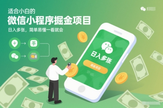 适合小白的微信小程序掘金项目，日入多张，简单易懂一看就会【揭秘】-副业宝典