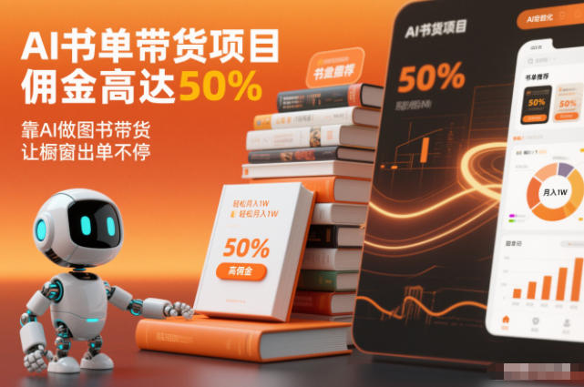 AI书单带货项目，佣金高达50%，靠AI做图书带货，让橱窗出单不停，轻松月入1W-副业宝典