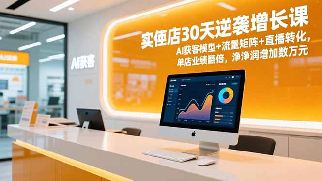实体店30天逆袭增长课，AI获客模型+流量矩阵+直播转化，单店业绩翻倍，净利润增加数万元-副业宝典