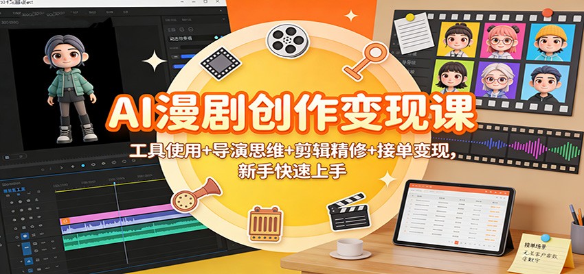 AI漫剧创作变现课：工具使用+导演思维+剪辑精修+接单变现，新手快速上手-副业宝典