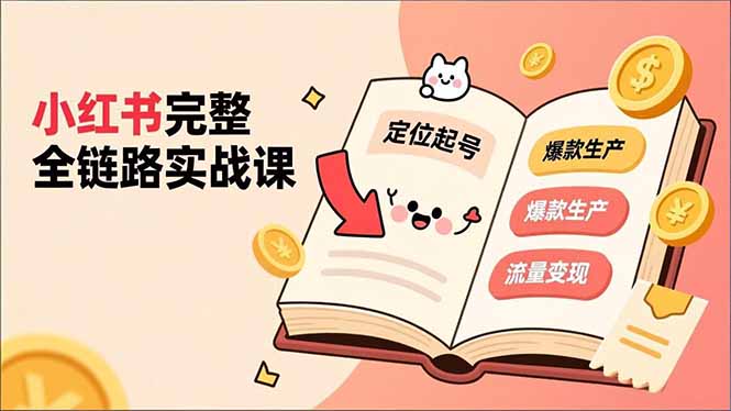 小红书完整全链路实战课，定位起号、爆款生产、流量变现，实现稳定出单，净利润可观-副业宝典