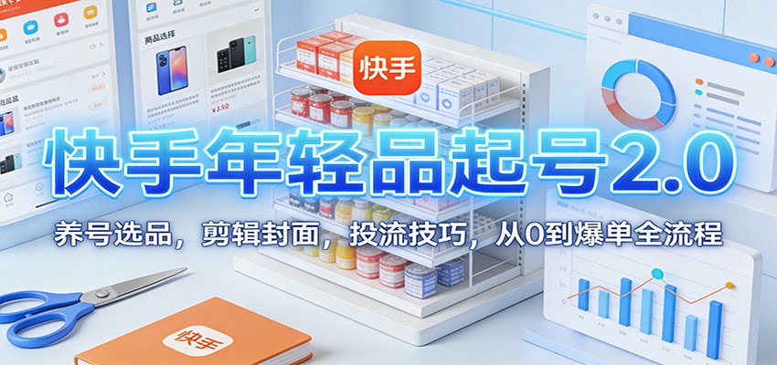 快手年轻品起号2.0：养号选品，剪辑封面，投流技巧，从0到爆单全流程-副业宝典