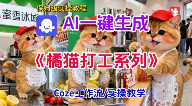 Coze扣子工作流一键生成胖橘猫打工短视频，保姆级实操搭建教学-副业宝典