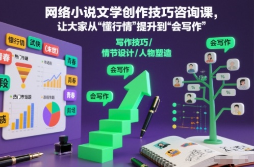 网络小说文学创作技巧咨询课，让大家从“懂行情”提升到”会写作”的高度-副业宝典