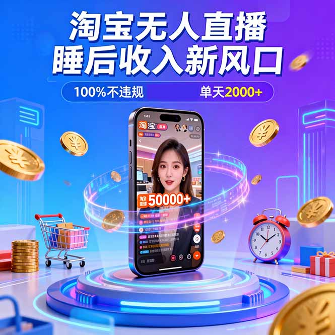淘宝无人直播，不违规不封号，直播100小时卖了5万，年底旺季！-副业宝典
